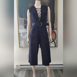 Kendall + Kylie | Sleeveless Lace-up Denim Jumpsuit